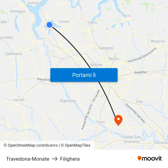 Travedona-Monate to Filighera map