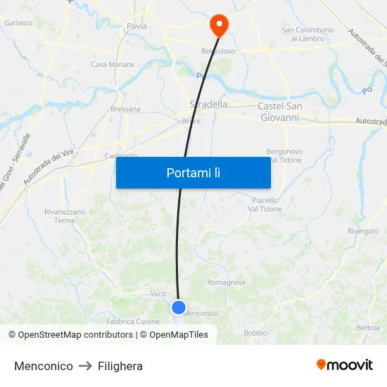 Menconico to Filighera map