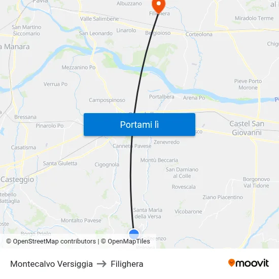 Montecalvo Versiggia to Filighera map