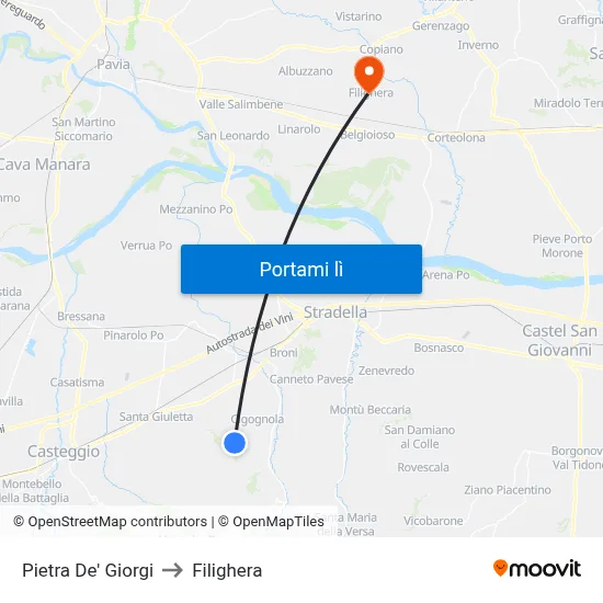 Pietra De' Giorgi to Filighera map