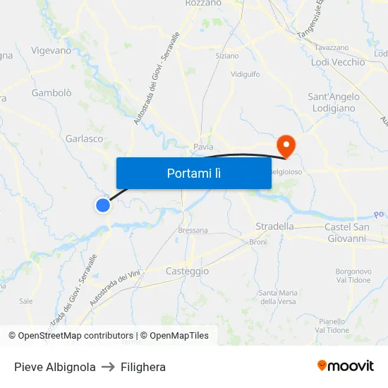 Pieve Albignola to Filighera map
