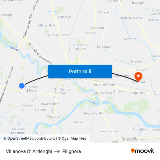Villanova D' Ardenghi to Filighera map