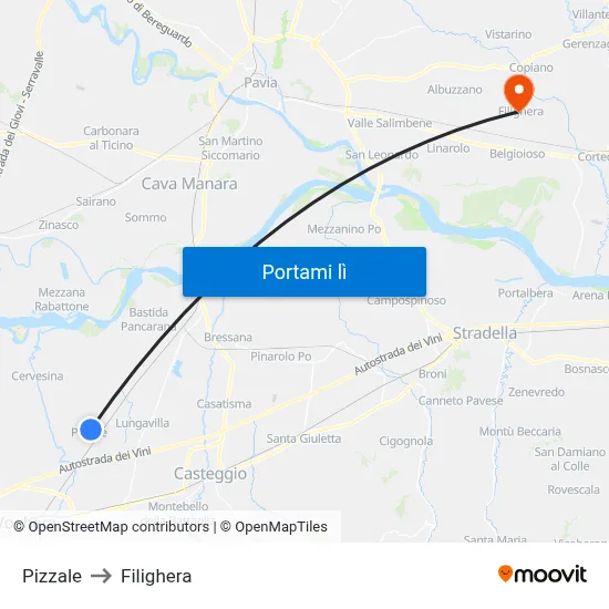 Pizzale to Filighera map