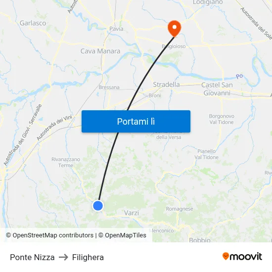 Ponte Nizza to Filighera map