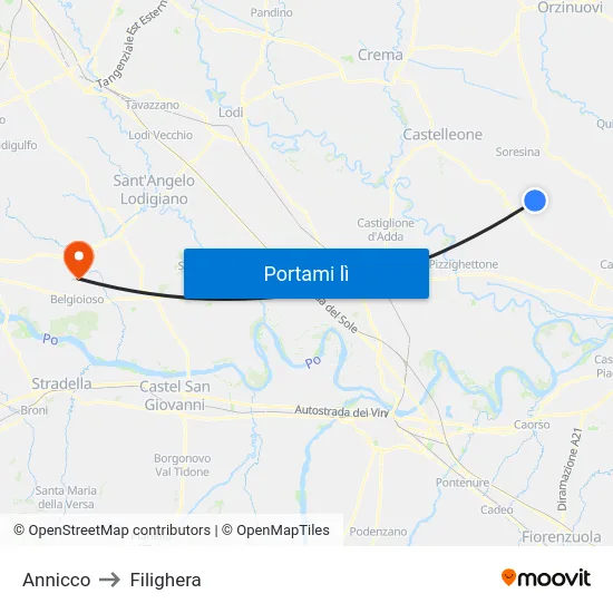Annicco to Filighera map