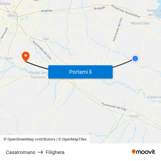 Casalromano to Filighera map