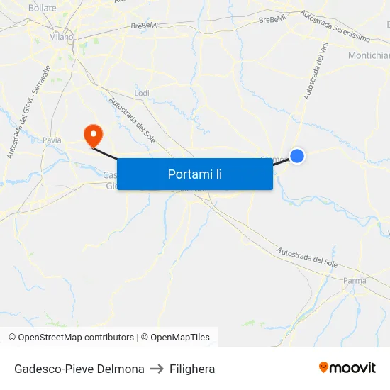 Gadesco-Pieve Delmona to Filighera map