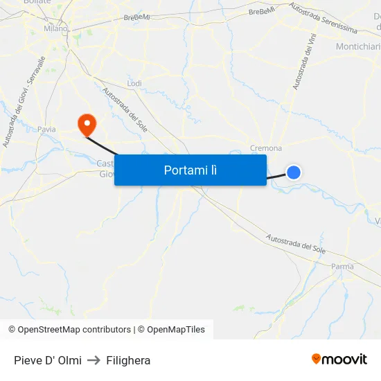 Pieve D' Olmi to Filighera map