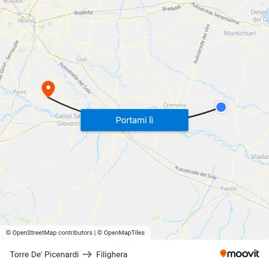 Torre De' Picenardi to Filighera map
