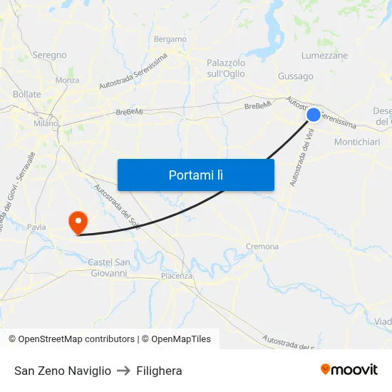 San Zeno Naviglio to Filighera map