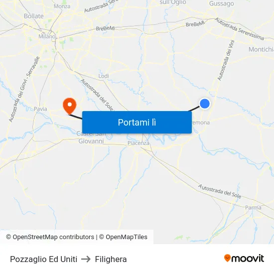 Pozzaglio Ed Uniti to Filighera map