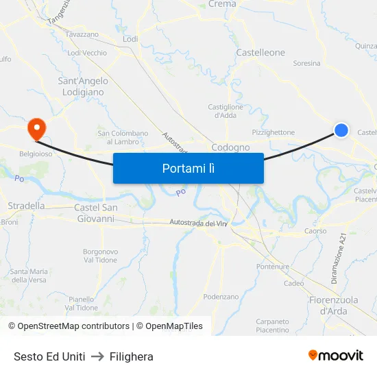 Sesto Ed Uniti to Filighera map