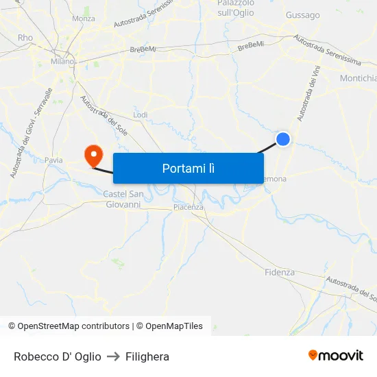 Robecco D' Oglio to Filighera map