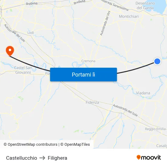 Castellucchio to Filighera map