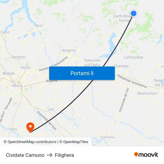 Cividate Camuno to Filighera map