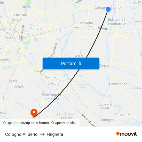 Cologno Al Serio to Filighera map