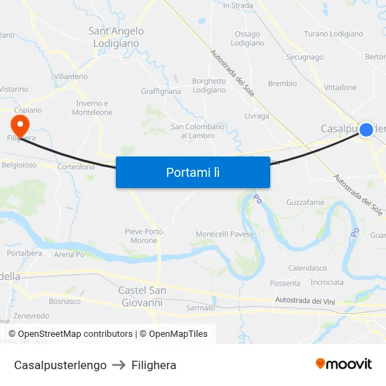 Casalpusterlengo to Filighera map