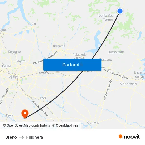Breno to Filighera map
