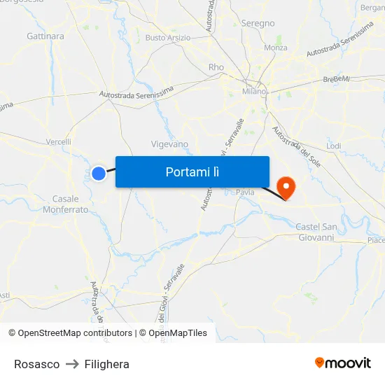 Rosasco to Filighera map