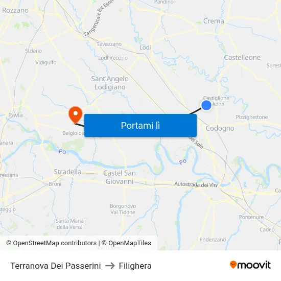 Terranova Dei Passerini to Filighera map