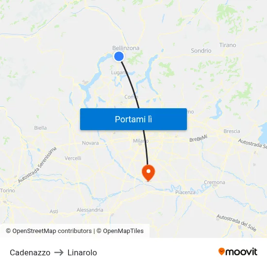 Cadenazzo to Linarolo map