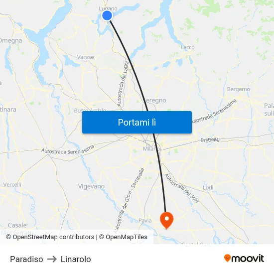 Paradiso to Linarolo map
