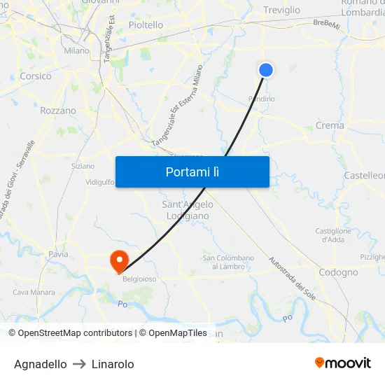 Agnadello to Linarolo map