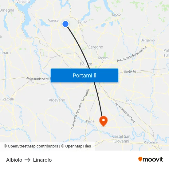Albiolo to Linarolo map