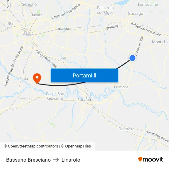 Bassano Bresciano to Linarolo map