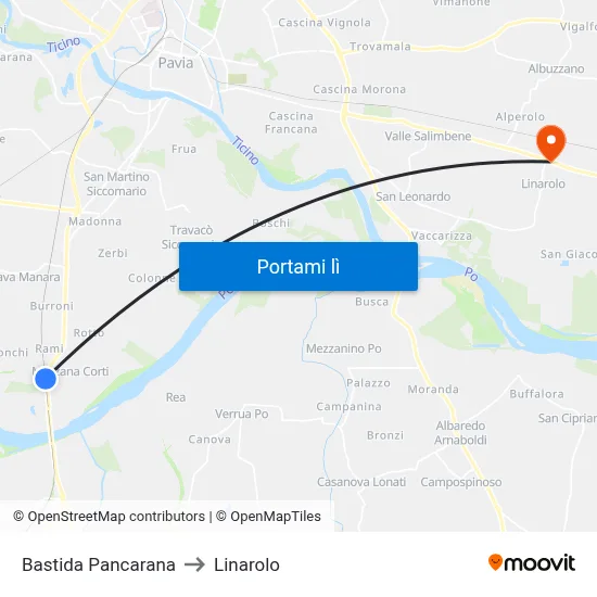 Bastida Pancarana to Linarolo map