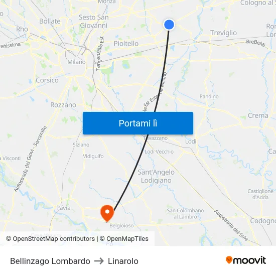 Bellinzago Lombardo to Linarolo map