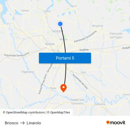 Briosco to Linarolo map