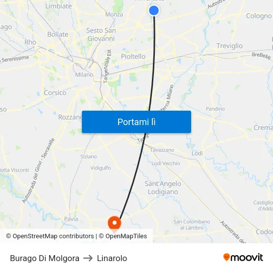 Burago Di Molgora to Linarolo map
