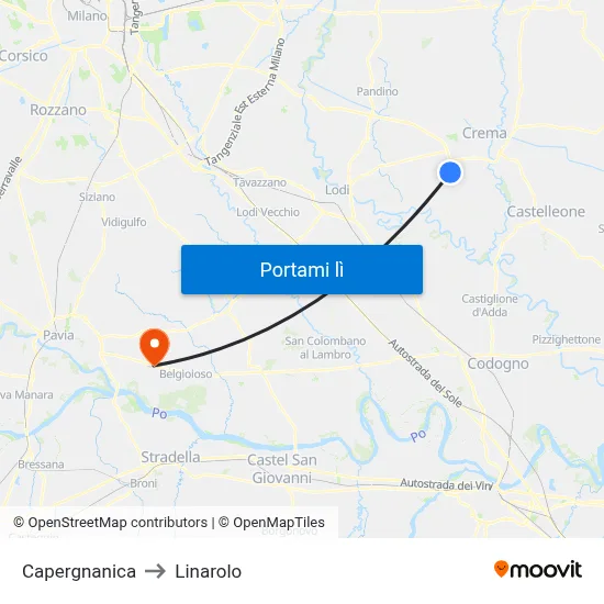 Capergnanica to Linarolo map