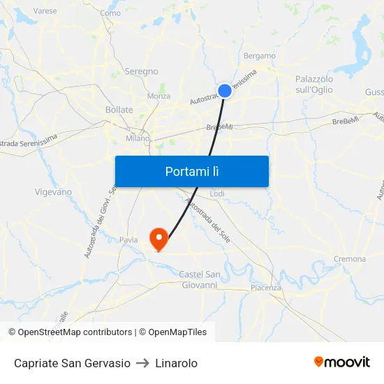 Capriate San Gervasio to Linarolo map