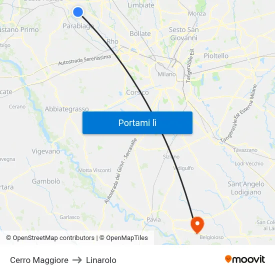Cerro Maggiore to Linarolo map