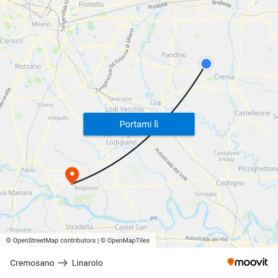 Cremosano to Linarolo map