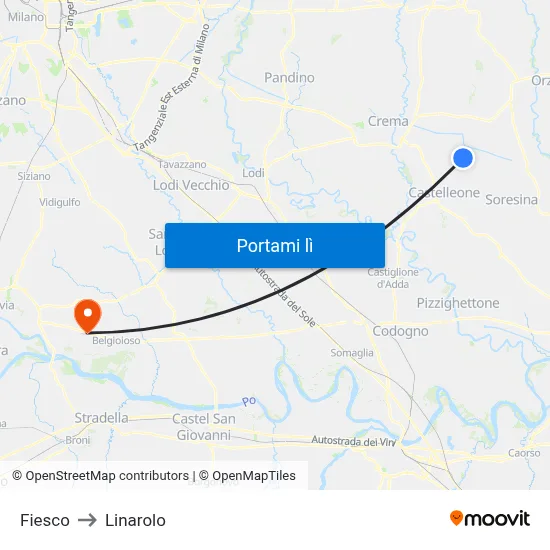 Fiesco to Linarolo map