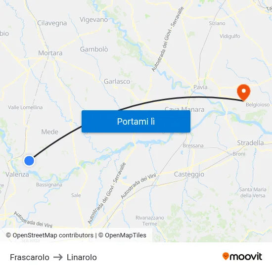 Frascarolo to Linarolo map
