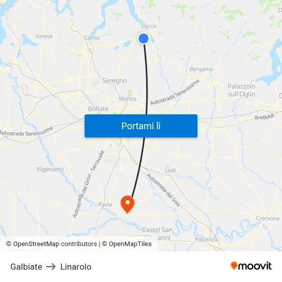 Galbiate to Linarolo map