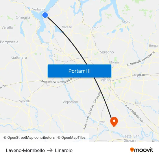 Laveno-Mombello to Linarolo map
