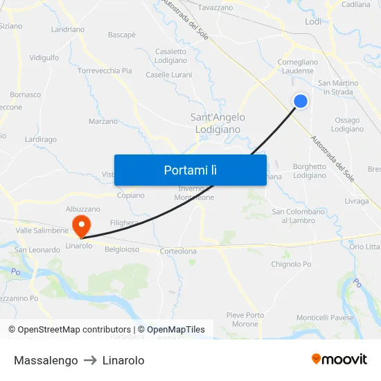 Massalengo to Linarolo map