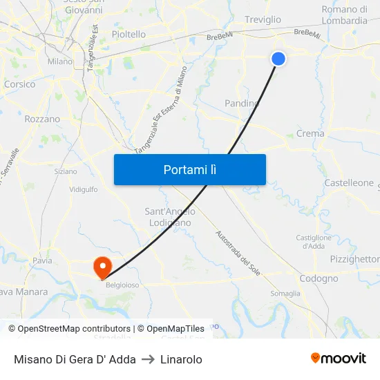Misano Di Gera D' Adda to Linarolo map
