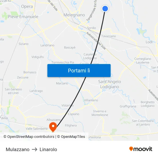 Mulazzano to Linarolo map