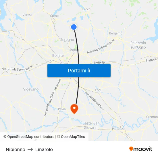 Nibionno to Linarolo map
