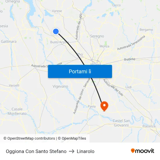 Oggiona Con Santo Stefano to Linarolo map