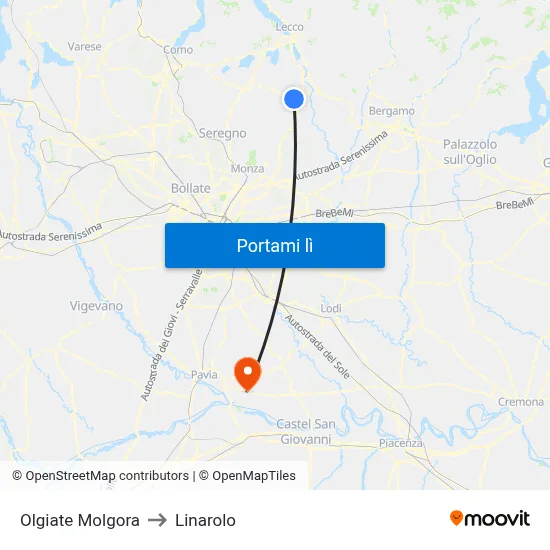 Olgiate Molgora to Linarolo map