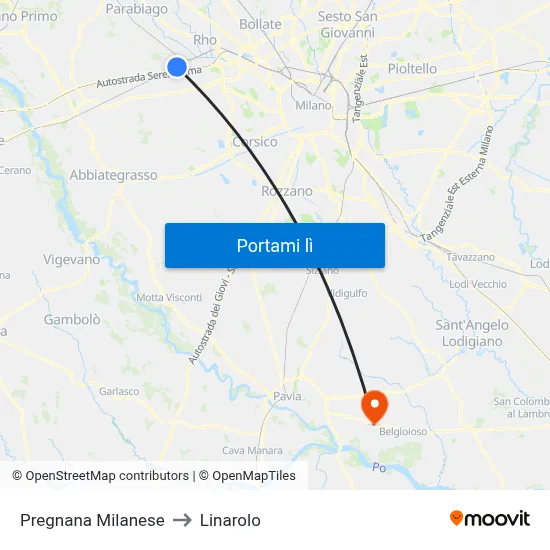Pregnana Milanese to Linarolo map