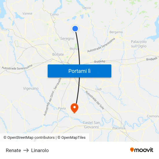 Renate to Linarolo map