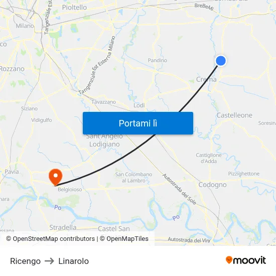 Ricengo to Linarolo map